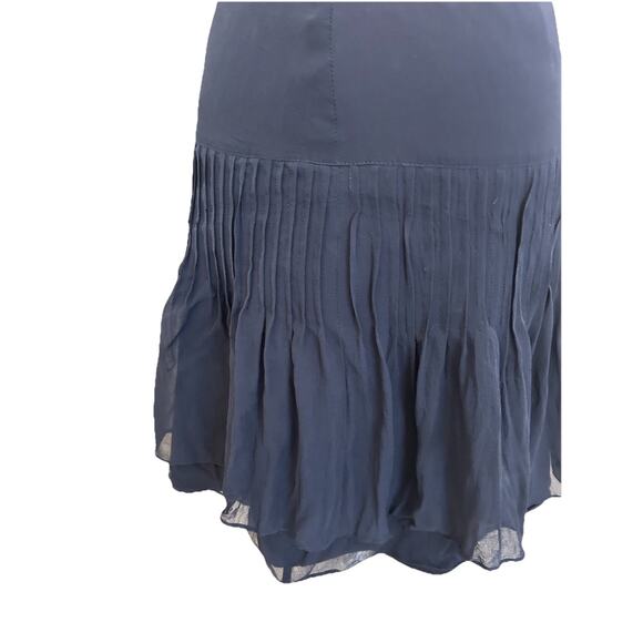 VTG Silk Pleated Mini Skirt 6 Navy Blue Ruffles Luxury Designer RARE Made In USA - Picture 10 of 14
